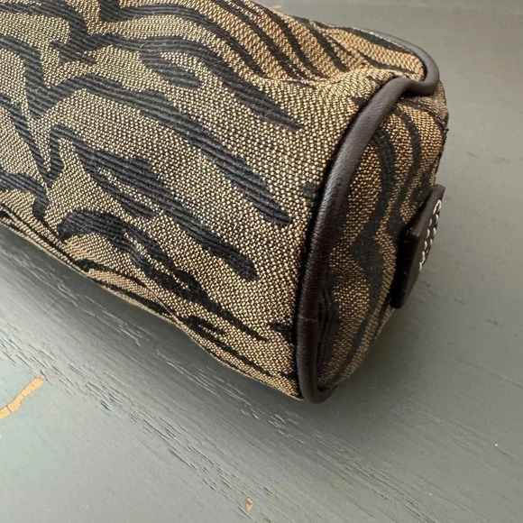 EUC  Fendi Zebra Animal Print Brown Fabric Bag Pouch Cosmetic Toiletry - Picture 9 of 11